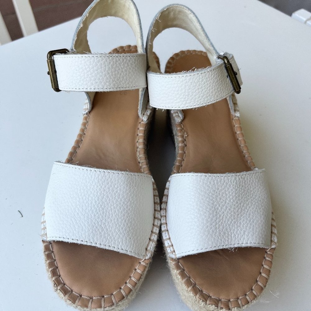 Soludos White Leather Espadrille Platform Sandals size 7